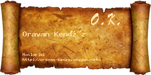 Oravan Kenéz névjegykártya